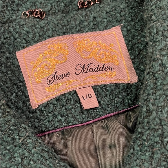 Steve Madden Textured Green Outerwear Cape Coat - Picture 2 of 5